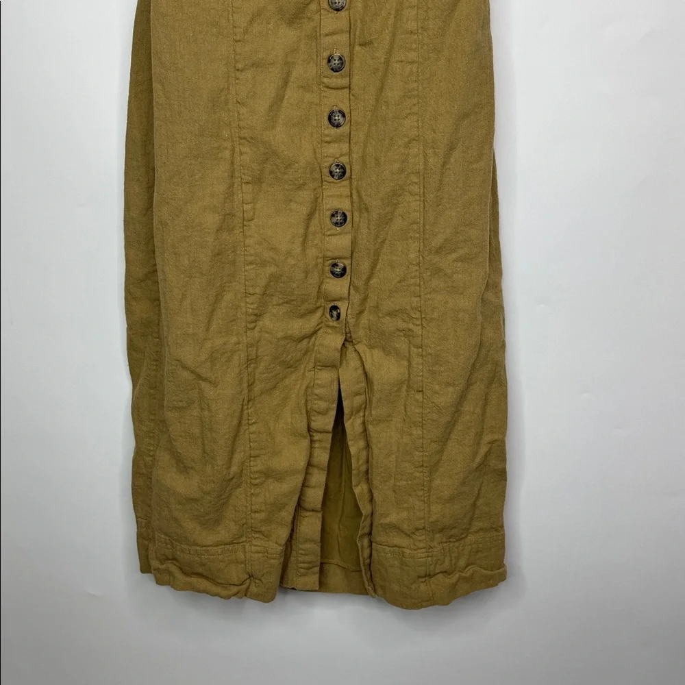 Free People Brown Linen Cotton Backless Button Dress Size XS - Picture 5 of 10